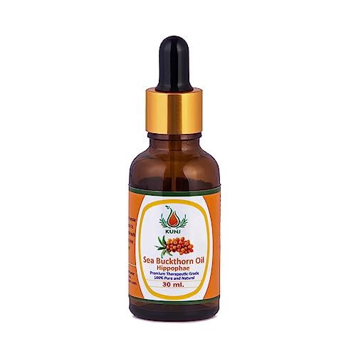 Image of KUNJ Sea Buckthorn Oil (Hippophae rhamnoides) 30ML - 100% Pure & Natural, Undiluted, Cold Pressed - Therapeutic Grade Oil for Skin Nourishment, Radiance, Anti-Aging & Hydration