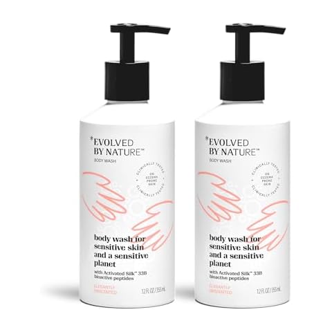Evolved By Nature Body Wash, Unscented Shower Gel, 12oz (Pack of 2) Gentle, Clinically Proven Body Soap Liquid to Help Sensitive Skin Retain Moisture and Look Smoother, Less Dry, Red & Flaky Cover