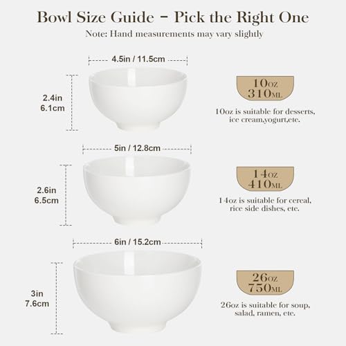 Image of MALACASA 10 Oz Small Ceramic Bowls Set of 8, White Bowls for Ice Cream | Perfect for children, dessrt, Side dishes, rice, & ice cream; scratch-resistant, stackable, microwave, oven & dishwasher safe