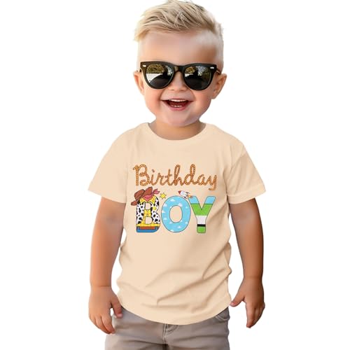 Maglietta di compleanno per ragazzi da 1 a 6 anni, con stampa a cartone animato, maglietta estiva a maniche corte, in cotone, per bambini, per feste di compleanno, arancione, 2 Anni Maglietta di compleanno per ragazzi da 1 a 6 anni, con stampa a cartone animato, maglietta estiva a maniche corte, in cotone, per bambini, per feste di compleanno, arancione, 2 Anni
