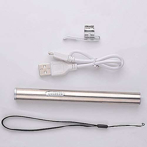 DECDEAL USB Mini Recarregável Lanterna de Aço Inoxidável Forte Luz LED Lanternas Médicas Portátil Lâ
