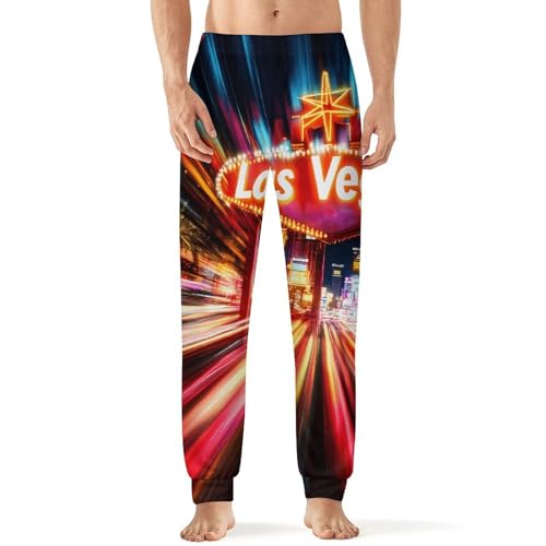 Abstract Las Vegas Breathable Mens Pajama Pants Lounge Sleep PJ Bottoms Sleepwear Jogger