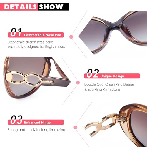 CGID Sunglasses Womens Polarised Retro Designer Ladies Sun Glasses Big Frame Oversized Shades UV400 Protection - Image 4