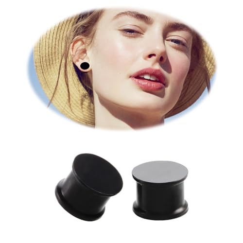 Newzenro Black Silicone Ear Gauges Double Flared Plugs Tunnels Expanders Stretcher Saddle Earrings For Men Women Fashion Body Piercing Jewelry Hypoallergenic Gift thumb #5