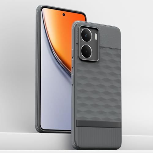 Image of Pikkme Back Cover for Realme P3 5G Camera Protection 3D Hexa Cube Design Silicone Protective Bumper Case (Grey)