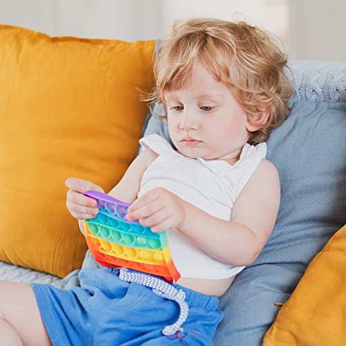 Push Pop Bubble Fidget Sensory Toy - For Autism, Stress, Anxiety - Kids And Adults (Rainbow Square) #TOP4