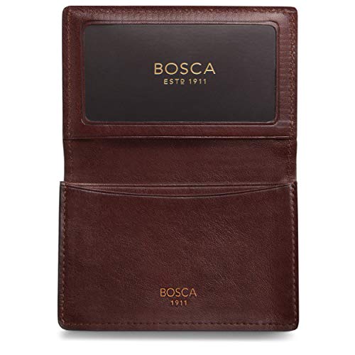 Bosca Men's Wallet, Dolce Leather Full Gusset 2-Pocket Card Case Wallet with I.D. Window, Dark Brown4
