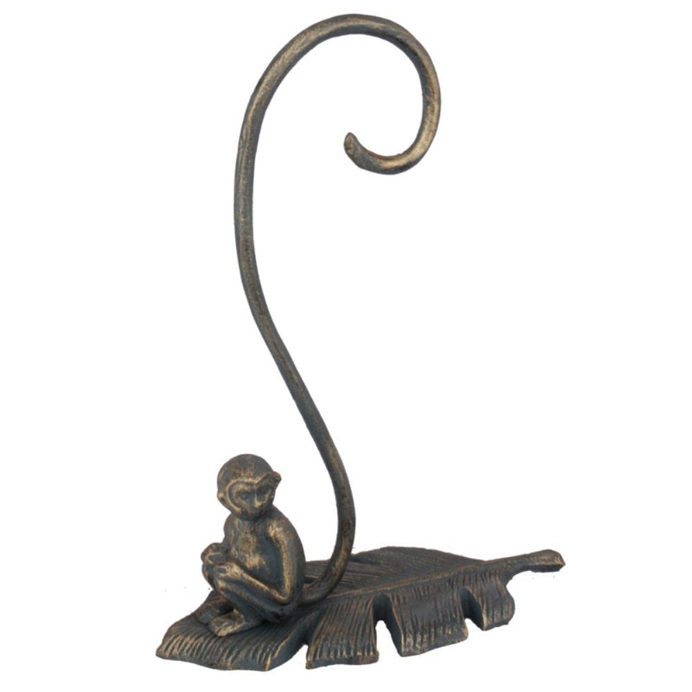 Statue de singe en fonte et feuille de bananier pour décoration maison et bureau