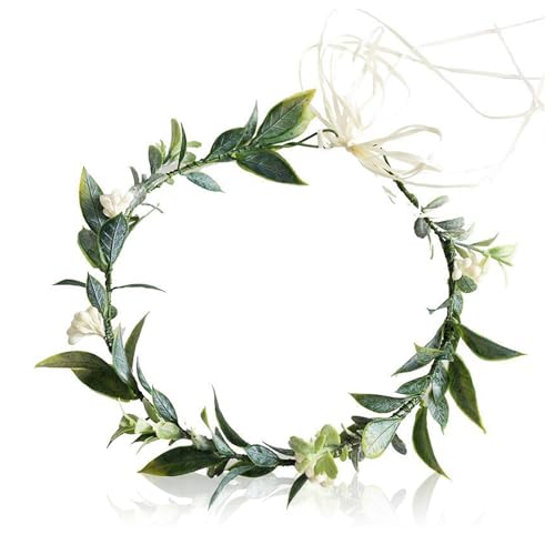 XNIVUIS Verdes Corona de Flores,Corona de Hojas,Guirnalda Semiya,Corona de Flores Artificiales,Diademas de Novia,Diadema de Flores de Hojas,Corona de Flores para Bodas Fiestas Mujeres Niñas (Verde)
