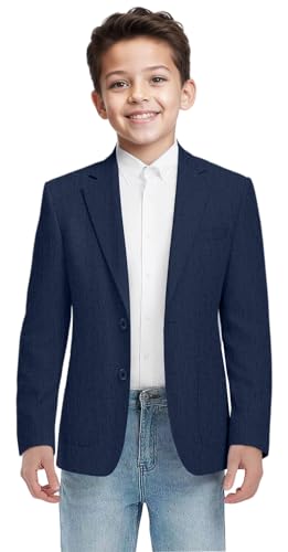 Boys Lightweight Blazer Two-Buttons Boy Suit Sport Coat for School Navy Blue Blazer for Boy Size 12
