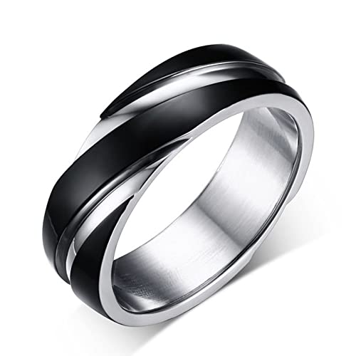 Jeulia Black Simple Titanium Steel Men's Band Wedding Black Ring Finish Beveled Polished Edge Comfort Fit Engagement Band Ring with Gift Box