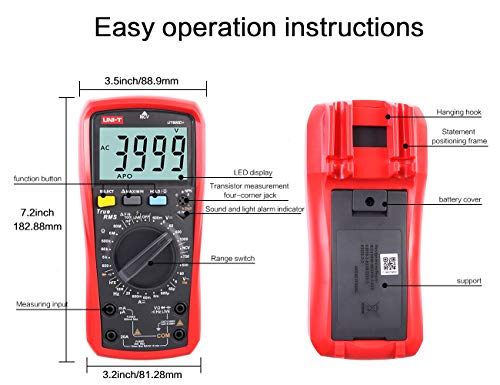 Multimeter UNI-T UT890D+ Effektivwert Voltmeter Amperemeter Ohmmeter AC/DC-Zählerstrom...