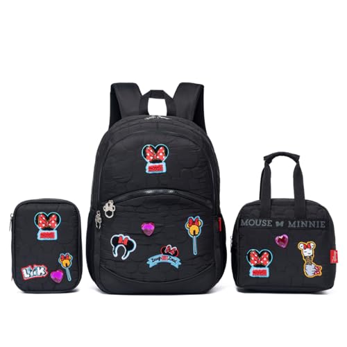 Kit Mochila Lancheira Estojo Feminina Minnie Infantil Disney