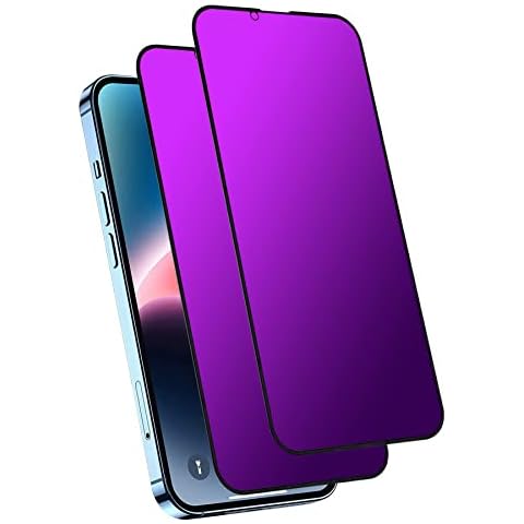 Westillux Compatible with iphone 13 Pro and compatible with iphone 14 / 13 Privacy screen protector 2 Pack Gradient Colorful Mirror Tempered Glass anti Blue light eye protection Anti-Spy(Purple 6.1 Cover