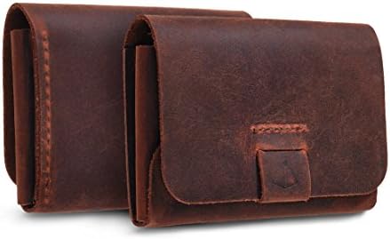 TXEsign Top Grain Genuine Leather Business Name Card Holder Case with Magnetic Closure (Reddish Brown)