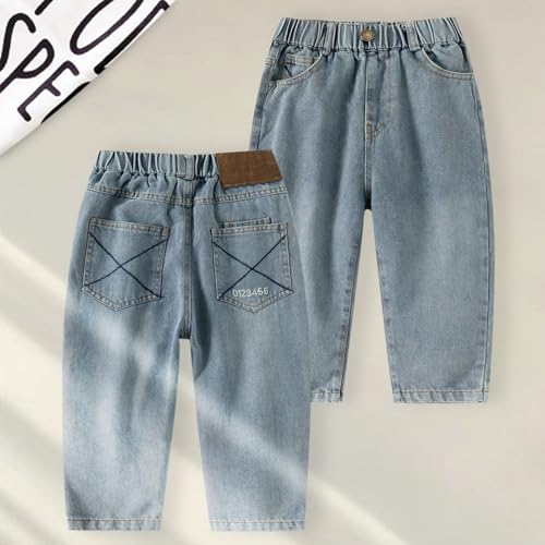 Boys Denim Pants Elastic Waist Casual Outdoor Trousers for Kids Comfortable Everyday Wear Perfect for School and3