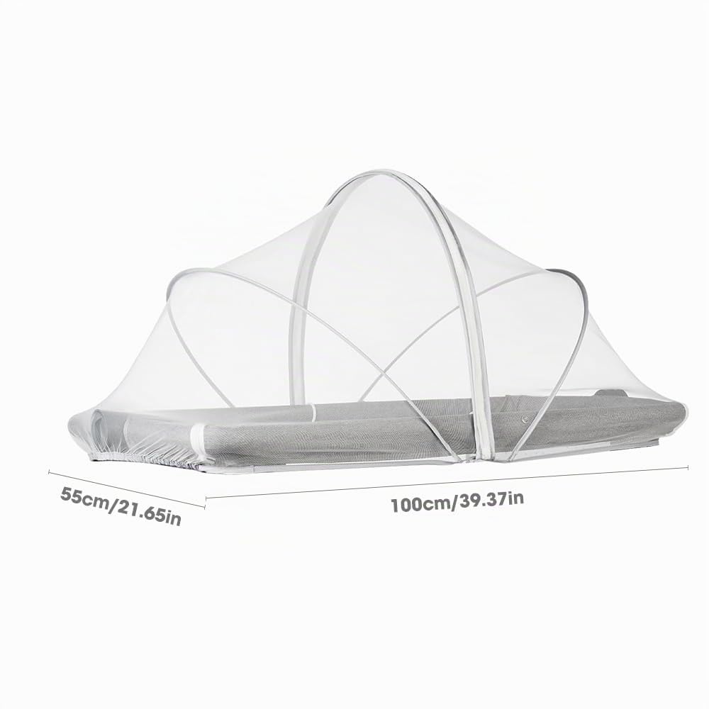mizikuu Moustiquaire pour Berceaux, Moustiquaire Universelle pour Lit Bébé 55x100cm Tissu à Mailles Fines Protection Contre Les Insectes Lit Parapluie Bébé avec Fermeture Éclair, Blanc