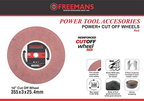 Image of FREEMANS 14-Inch /355mm Double Net Red Cut Off Wheels-(Set of 25 Pieces) | Made of Aluminium Oxide Grain Abrasive|Use For Cutting of Metals, Steel, Stainless Steel, Cast Iron, and Ferrous Metals