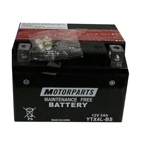 Batterie Motorparts Minarelli YTX4L-BS 12 V 3 Ah compatible avec MBK Booster Spirit 50 2T 03 > 03 sans entretien complet spécifique moto scooter