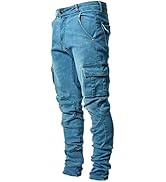 HUNGSON Men's Slim Fit Stretch Jeans Ripped Skinny Jeans for Men, Distressed Straight Leg Fashion...