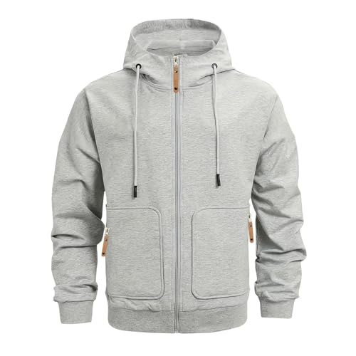 Ymosrh Men's Zip Up Hoodies, Long Sleeve Casual Pullover Hoodie with Zipper Pocket Sweatshirt, M-2XL