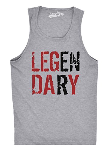 Mens Legendary Leg Day Tank Top Funny Lifting Workout Exercise Shirt (Heather Grey) - XL