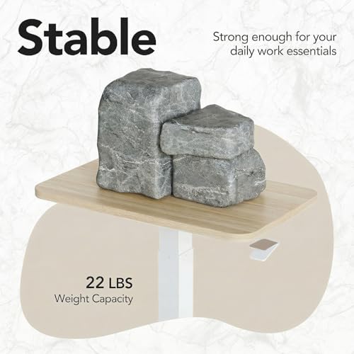 Image of HUANUO Small Rolling Laptop Standing Desk, Height Adjustable Mobile T-Base Desk with Lockable Casters, Portable Sit-Stand Workstation for Bedside & Sofa, Light Walunt