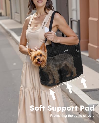 pecute Hundetasche für Kleine Hunde 4kg, Tragetasche Hund Hundetragetasche Leichte, Faltbare Hundetransportbox, Katzen Transporttasche für Unterwegs, Schwarz