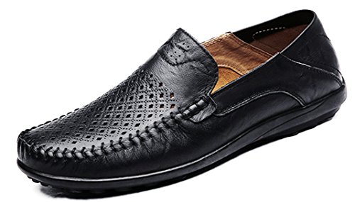 LOUECHY Men's Leather Slip-On Loafer Lightweight Driving Shoes Casual Moccasin Slipper