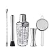 Juego De Coctelera, Juego De CóCtel De 5 Piezas, Juego De Coctelera De Vidrio De 350ml Con Colador, Juego Con Colador, Taza Medidora, Cuchara Mezcladora, Paleta Triturada