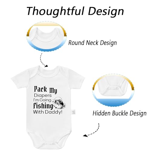 Pack My Diapers Going Fishing With Daddy Bodysuit, Baby Clothes Unisex, Boys Girls Short Sleeve Jumpsuit Outfits2