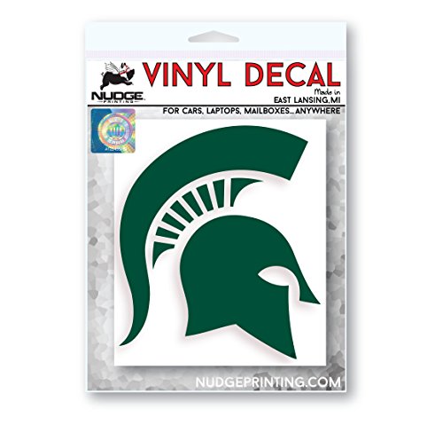 Image of Classic Michigan State University Spartan Helmet Sparty Head MSU Car Decal Sticker (Green)