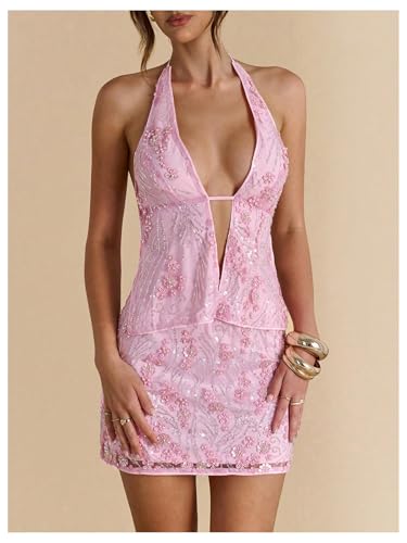 MakeMeChic Women's Sequin Mini Skirt Y2K Sparkly Micro Pencil Skirt4