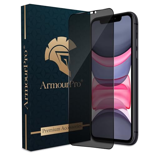 Image of ArmourPro Privacy Tempered Glass for iPhone XR /iPhone 11 - Anti-Spy Anti Peeping Screen Protector, 9H Hardness, Edge-to-Edge Coverage, Ultra Thin, Bubble-Free Installation Kit | Black