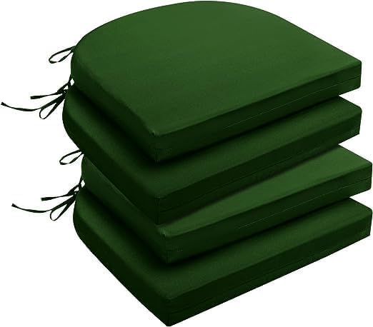 Outdoor Chair Cushions for Patio Furniture Patio Chair Cushions Set of 4 Waterproof Round Corner Outdoor Seat Cushions (Green Cushion)