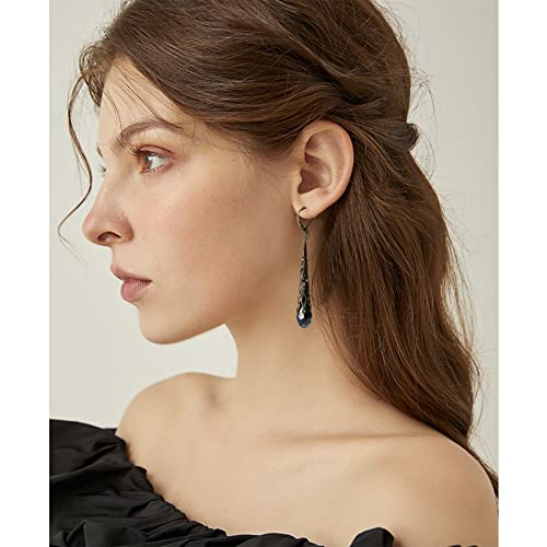 Indian Ethnic Vintage Gold Brone Sparkly Crystal Teardrop Dangle Drop Earrings Bohemian Gypsy Retro Rhinestone Hook Earrings for Women Love Statement Jewelry Gift4