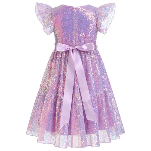 IBAKOM Girl Sparkly Sequin Dress Glitter Birthday Tea Party Flower Girl Wedding Outfit Teen Formal Pageant Fancy Swing Dress2