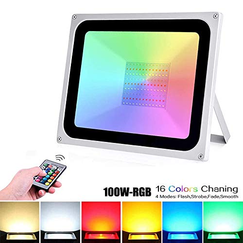 Preisvergleich Produktbild 100W RGB LED Strahler, LED Fluter 8000LM Außen Strahler Scheinwerfer RGB Flutlicht LED Farbwechsel Außenstrahler Flutlichtstrahler IP65 Wasserdicht für Garten Party Outdoor Licht (1er Pack, 100W)