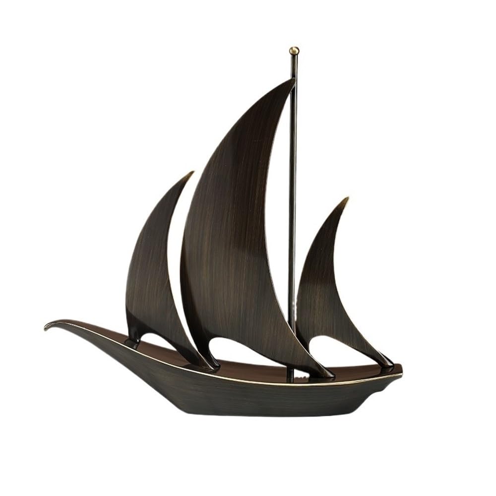 QINGGANG-0224 Desktop Decorations Creative Sailboat Shape Light Luxury Copper Ornaments Office Study Decorations Housewarming Opening Gift