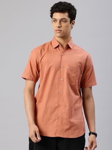 Image of Majestic Man Men's Pure Cotton Dobby Weave Checks Slim Fit Half Sleeve Casual Shirt