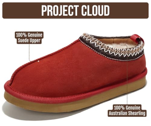 Image of Project Cloud 100% Genuine Leather Shearling Slippers for Women (Nerita) | Australian Fur Lining Memory Foam Insole Non Slip EVA Sole Fuzzy Plush House Shoes Warm Cozy Indoor Footwear Everyday Comfort