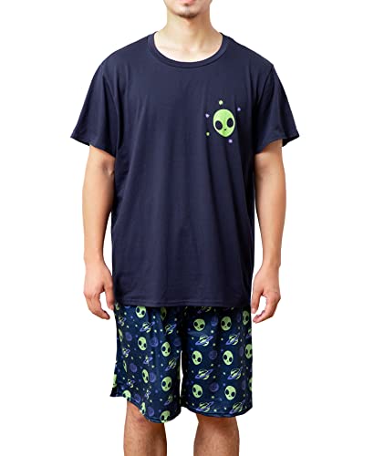 Image of Yoimira Mens Soft Pajama Set Short /Long Sleeve 2 Piece PJs with Pockets | Men's short /long sleeve pajama set, soft 2 piece PJs with pockets for sleepwear, loungewear, relaxing at home and nightwear