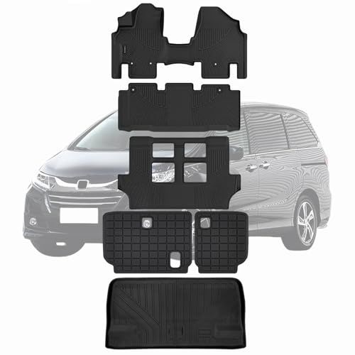 Floor Mats & Trunk Mats for 2011-2017 Honda Odyssey TPE All Weather Protection 3 Rows Car Floor Liners with Cargo Liners Covering the backrest Accessories