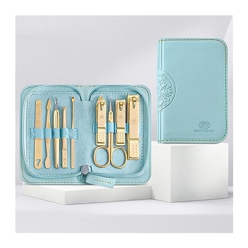 Kit Manucure Pedicure Kit de toilettage for manucure et pédicure, 9 pièces, ciseaux professionnels for le soin des ongles des doigts et des orteils, outils de coupe avec étui en cuir exquis Coupe-ongl