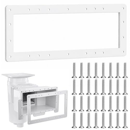 RunNico Wider Opening Above Ground Pool Skimmer Gasket 13.8 x 7.5 Pool Double-Layer Skimmer Seal with 32 Stainless Steel Screws Silicone Wrap-Around Skimmer Faceplate Gasket for Outdoor Pools