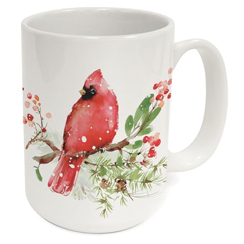 Highland Home Holiday Cardinals Large Decorative Ceramic Mug