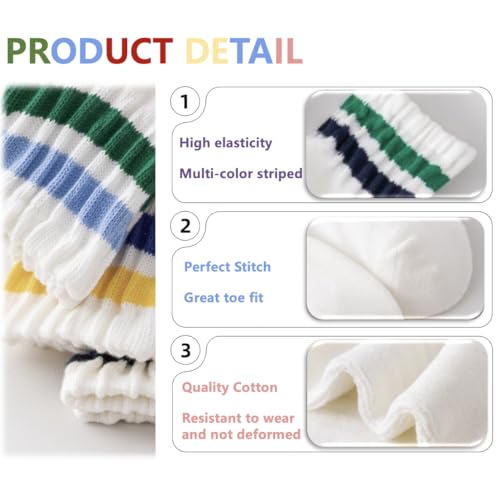 Women Striped Retro Novelty Crew Socks Sporty Thick Cotton Quarter Tube Socks2