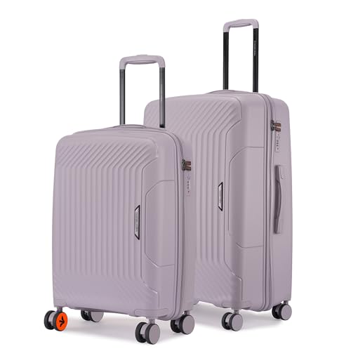 Image of Nasher Miles Coorg Hard-Sided Polypropylene Luggage Set of 2 | 55cm & 65cm | 8 Wheels Small & Medium Trolley Bag for Travel | Suitcase (Grey)