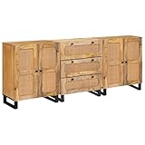vidaXL Aparador Marrón Madera de Mango Maciza, Sala de Estar, Moderno, sofá Elegante, Mesa Elegante, luz Beige, decoración acogedora, Plantas Hermosas, Obras de Arte, Espacio Relajante