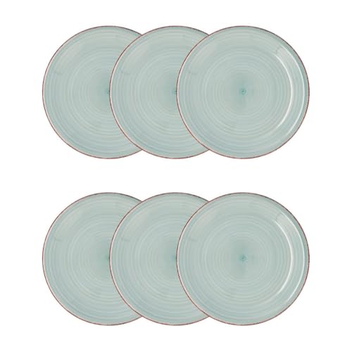 Quid Vita Aqua Set 6 Platos Llanos Ceramicos Apto Microondas Apto Congelador Apilable